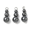 Synthetic Non-magnetic Hematite Round Beaded Pendants PALLOY-JF02867-05-1