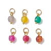 6Pcs 6 Colors Natural Quartz & Grey Agate & Banded Agate & Green Onyx Agate Faceted Cube Charms PALLOY-JF04798-02-1