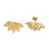 Textured Leaf Ion Plating(IP) 304 Stainless Steel Stud Earrings for Women EJEW-L287-033G-2
