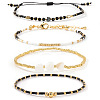 4Pcs 4 Styles Glass Seed Bead Stretch Bracelet Set FG0392-1-4