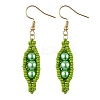 304 Stainless Steel Glass Seed Beads Pea Dangle Earrings EJEW-MZ00557-3