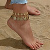 Bohemian Ethnic Style Flower Coin Tassel Alloy Anklets FS-WGE8569-01-2