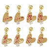 Brass Micro Pave Clear Cubic Zirconia Heart Dangle Stud Earrings EJEW-S277-12G-2