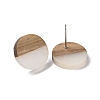 Resin & Walnut Wood Flat Round Stud Earrings with 304 Stainless Steel Pin for Women EJEW-N017-010A-02-2