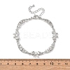 Brass Pave Clear Cubic Zirconia Bowknot and Hollow Moon Link Bracelets BJEW-D387-01P-5