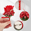 Cloth Rose Flower Boutonniere Brooch with Rhinestone AJEW-WH0258-294A-3