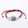 Natural Myanmar Jade/Burmese Jade Braided Bead Bracelets BJEW-F307-02-2