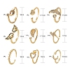 9Pcs 9 Style Brass Micro Pave Clear Cubic Zirconia Cuff Rings RJEW-LS0001-47G-3