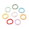 8Pcs 8 Colors Natural Shell & Brass Round Beaded Stretch Rings for Women RJEW-JR00476-1