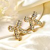 304 Stainless Steel Bowknot Stud Earrings EJEW-A123-02B-G-4