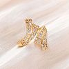 Brass Micro Pave Clear Cubic Zirconia Cuff Rings for Women RJEW-U043-11G-1