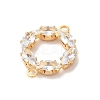 Brass Pave Clear Cubic Zirconia Horse Eye Ring Links Connector Charms KK-M294-02G-2
