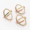 Brass Micro Pave Cubic Zirconia Cuff Rings RJEW-C101-13G-2