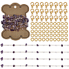 DIY Handmade Brass & Natural Amethyst Chips Beaded Chains Necklaces/Bracelets Making Kits DIY-FG0006-70A-1