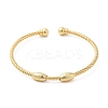Rack Plating Brass Oval Beaded Cuff Bangle for Women BJEW-M298-13G-1