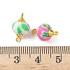 Handmade Polymer Clay Floral Rondelle Connector Charms CLAY-I012-06G-3