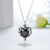 Alloy Jet Rhinestone Gothic Heart Pendant Necklaces FS-WG22DFD-01-2