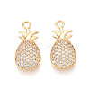 Brass Pave Clear Cubic Zirconia Pendants KK-T074-108G-1