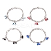 Synthetic Gemstone Evil Eye Charm Bracelet BJEW-F431-09P-1