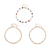 Alloy Colorful Rhinestone Chain 3 Layered Anklets for Women AJEW-A069-01A-G-2
