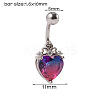 304 Stainless Steel & Bloodstone & Cubic Zirconia Belly Rings WGF3178-01-3