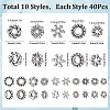 400Pcs 10 Style Tibetan Style Alloy Beads Flower Set FIND-SP0002-17-2