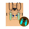 2Pcs 2 Style Luminous Glow in the Dark Dyed Natural Quartz Crystal Pendant Necklace PW-WG94834-06-1