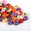 Opaque Acrylic Flower Horizontal Hole Letter Beads SACR-Q126-06-1