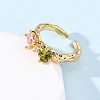 Brass Micro Pave Cubic Zirconia Cuff Rings for Women RJEW-F191-01G-01-3