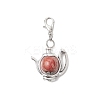 Teapot Alloy Wood Pendant Decorations HJEW-JM03394-4