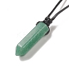 Natural & Synthetic Mixed Gemstone Bullet Pendant Necklace with Waxed Cords for Women NJEW-M196-02-5