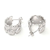 Brass Heart Stud Earrings EJEW-M228-03P-2