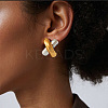 Two Tone 304 Stainless Steel Stud Earrings for Women AL8975-1