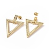 Clear Cubic Zirconia Hollow Out Triangle Dangle Stud Earrings EJEW-C008-05G-2