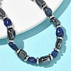 Natural  Lapis Lazuli
 & Non-magnetic Synthetic Hematite Beaded Braided Bead Bracelets for Men Women BJEW-Z148-08P-05-4