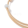 Natural Aquamarine Round Beaded Cuff Bangle BJEW-JB10113-04-4