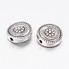 Tibetan Style Alloy Flat Round with Flower Beads X-TIBEB-5686-AS-FF-2