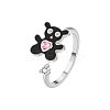 Brass Pave Cubic Zirconia Enamel Rotating Cuff Open Rings for Women FS-WGCF8B8-01-5