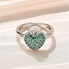 Sacred Heart Brass Micro Pave Cubic Zirconia Cuff Rings for Women RJEW-B117-01P-3