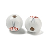 Printed Wood European Beads WOOD-L020-D03-2