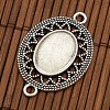 Tibetan Style Alloy Connector Cabochon Bezel Settings and Oval Transparent Glass Cabochons DIY-X0206-AS-2