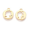 Brass Micro Pave Clear Cubic Zirconia Pendants KK-T078-09G-02-1