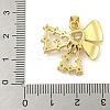 Bowknot Rack Plating Brass Clear Cubic Zirconia Pendants KK-Z053-14G-01-3