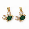 Brass Micro Pave Green Cubic Zirconia Pendants X-ZIRC-N039-195-NF-1