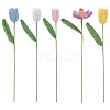 5Pcs 5 Colors Woolen Yarn Artificial Tulip Flower AJEW-FG0004-63-1