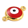 Golden Plated Brass Enamel Links Connectors KK-P197-01A-G03-2
