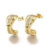 Brass Micro Pave Clear Cubic Zirconia Stud Earrings for Women EJEW-U056-05A-G-4