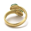 Green Natural Dyed Jade Snake Open Cuff Ring RJEW-C036-01B-G-3