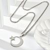 201 Stainless Steel Crescent Moon Star Pendant Twisted Chain Necklaces NJEW-S387-07P-2