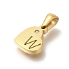 304 Stainless Steel Heart Pendants with Rhinestone STAS-Z103-01G-23-2